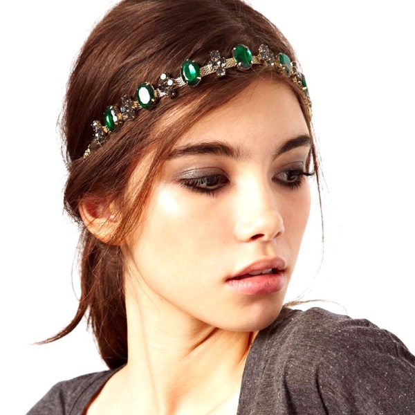 Ободок для волос зеленым кристалл