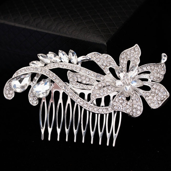 Гребінець для волосся Камелія з кристалами