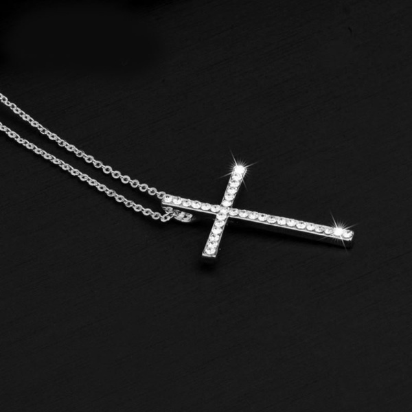 Кулон з ланцюжком Хрест із кристалами
