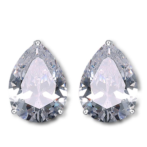 Сережки кліпси Крапелька із кристалом циркону