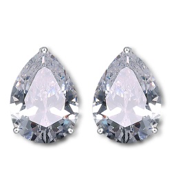 Серьги клипсы Капелька с кристалом циркона