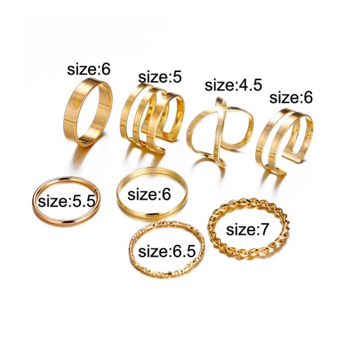 Кольца на фаланги пальцев Геометрия (набор из 8 шт)