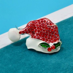 Брошка новорічна Шапка із кристалами