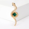 Брошка Змія золотиста із зеленим кристалом lan-3040