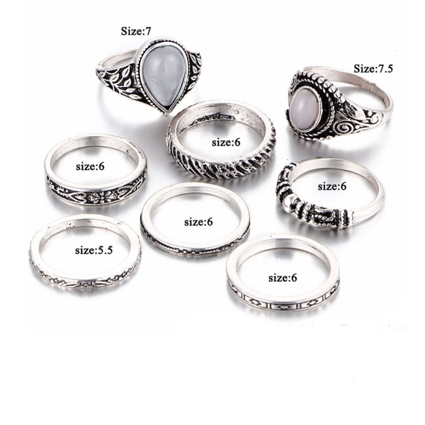 Кольца на фаланги пальцев Bohemian (набор из 8 штук) 