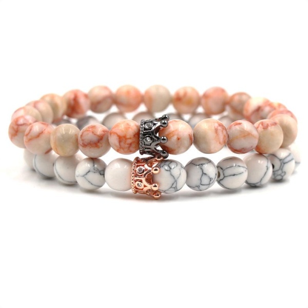 Браслети з мармуру та короною 2 шт lan-2826