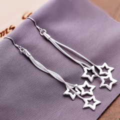 Длинные серьги Звёздочки посеребренные