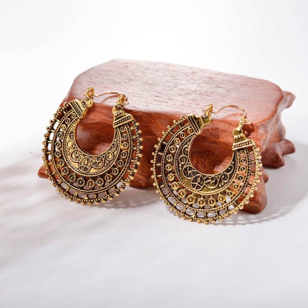 Сережки кільця Місяць у бохо стилі бронзовий колір lan-2842