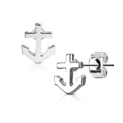 Серьги гвоздики из стали Spikes Якорь EA-024