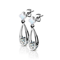 Сережки зі сталі крапля з конюшиною Spikes SE4016 lan- 2943