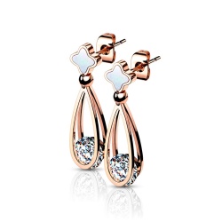 Сережки зі сталі крапля з конюшиною Spikes SE4016 lan- 2943