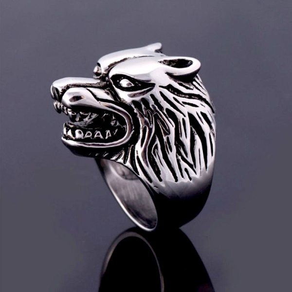 Кольцо из нержавеющей стали Голова Волка
