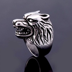 Кольцо из нержавеющей стали Голова Волка