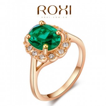 Кольцо с зеленым камнем циркония Roxi