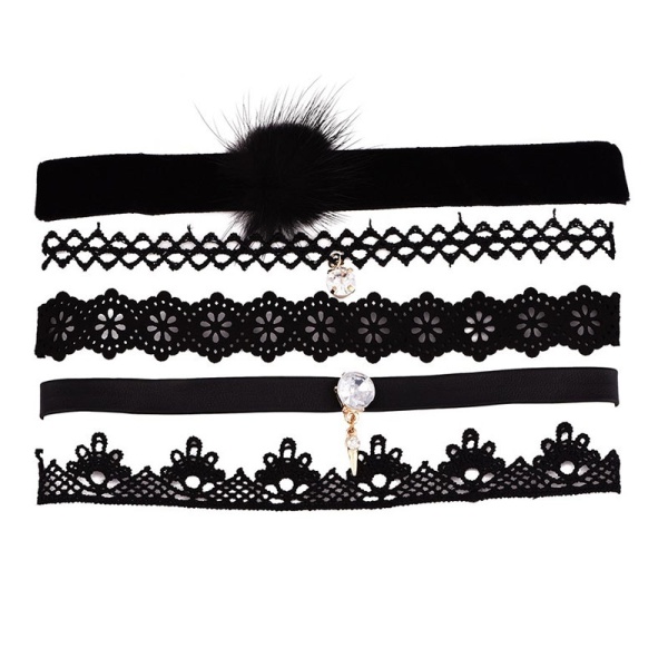 Чокеры черного цвета lan-2008 набор из 5 штук