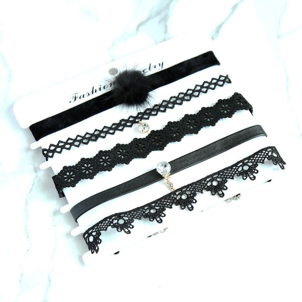 Чокеры черного цвета lan-2008 набор из 5 штук