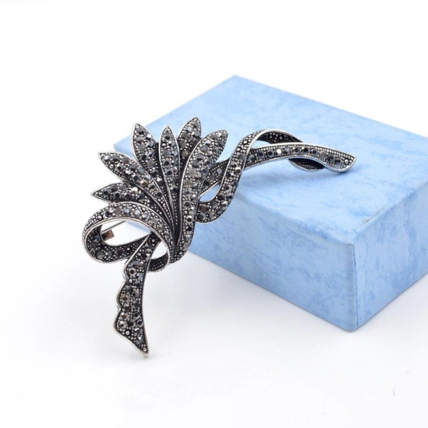 Брошь с марказитами Ажурио lan-3218