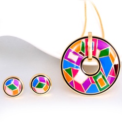 Набор украшений с эмалью Геометрия: кулон и серьги