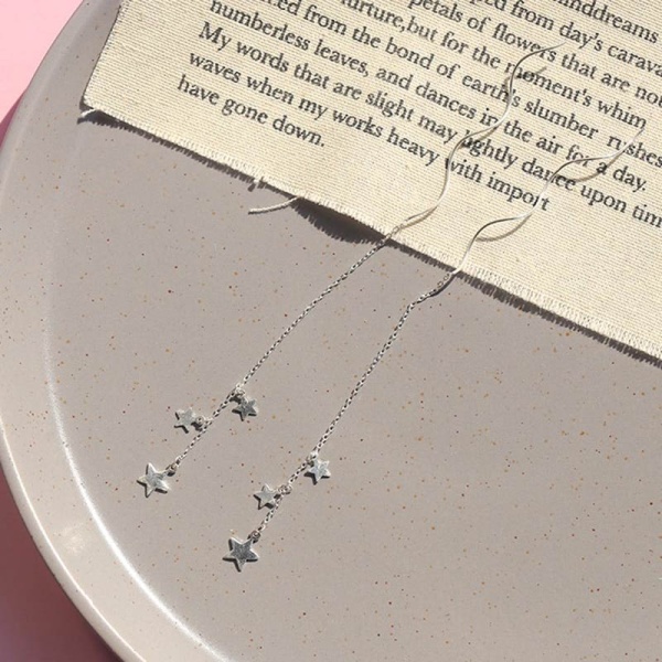 Длинные серьги цепочка Звездочки на цепочке