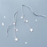 Длинные серьги цепочка Звездочки на цепочке