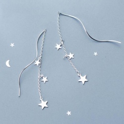 Длинные серьги цепочка Звездочки на цепочке