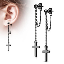 Серьги кресты из стали с цепочками Spikes SE4089 lan-2945
