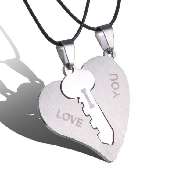Парный кулон для влюблённых из стали Ключик от сердца