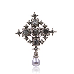 Брошка Хрест із перлиною lan-3221