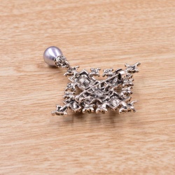 Брошка Хрест із перлиною lan-3221