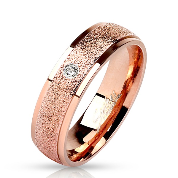 Кільце зі сталі Spikes Rose Gold з фіанітом