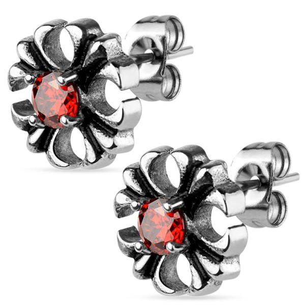 Серьги гвоздики из стали Spikes Цветок Крест lan-3222