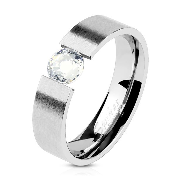 Кільце зі сталі Spikes з фіанітом