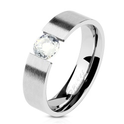 Кольцо из стали Spikes с фианитом