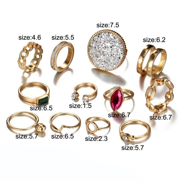 Кольца на фаланги пальцев Multicolour (набор 12 штук)