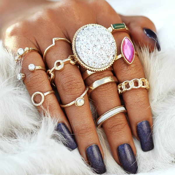 Кольца на фаланги пальцев Multicolour (набор 12 штук)
