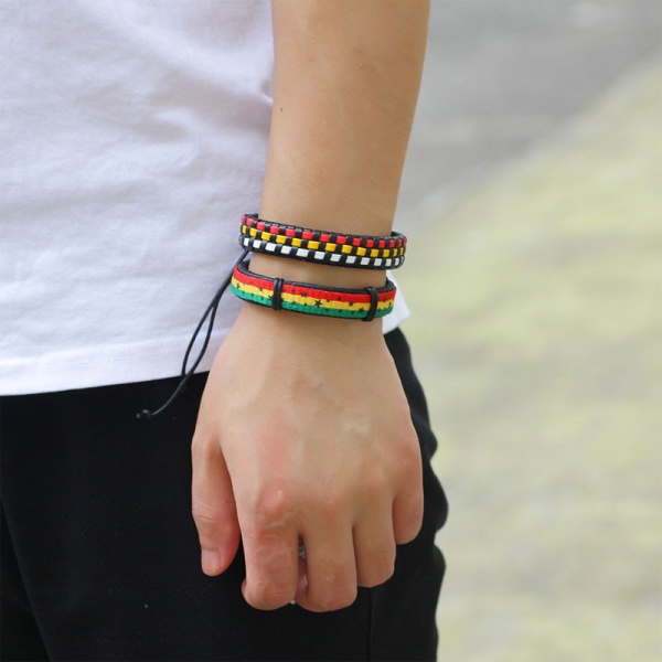 Кожаный браслет разноцветный набор из 5 штук