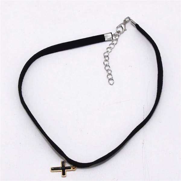 Замшевий чокер із хрестиком lan-2493