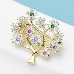 Брошка дерево з цирконом
