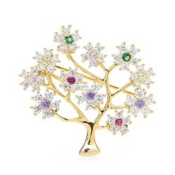 Брошка дерево з цирконом