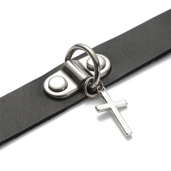 Шкіряний чокер з маленьким хрестом