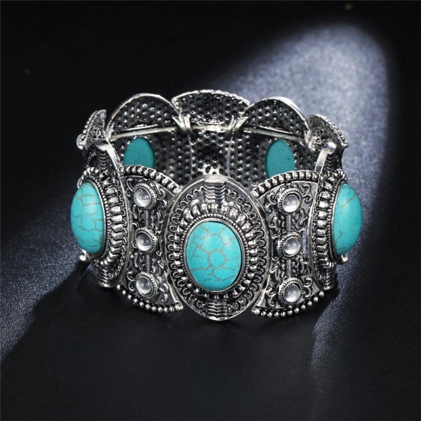 Браслет на гумці Бохо з бірюзою