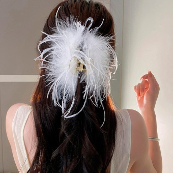 Заколка для волос крабик с перьями lan-2850