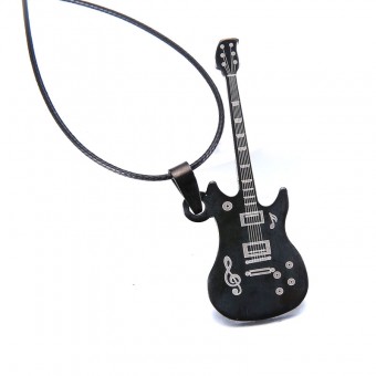 Кулон із сталі Гітара на чорному шнурку
