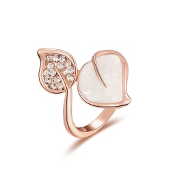 Кольцо Листочки с перламутром