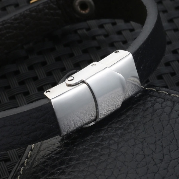 Шкіряний браслет зі сталлю lan – 2495