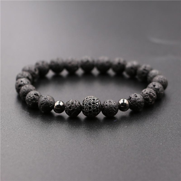 Браслети з лавового каменю з кришталевою намистиною.