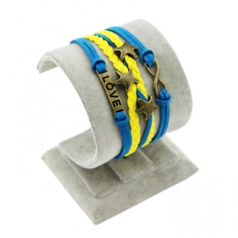 Кожаный браслет Love Ukraine жёлто-голубой