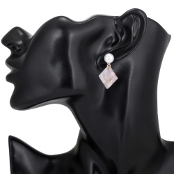 Сережки підвіски Перламутровий акриловий ромб