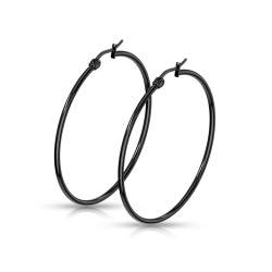 Серьги кольца из стали Spikes Черные SEH01K