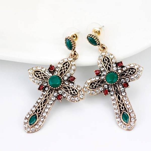Сережки з камінням хрести vintage стиль lan-2852